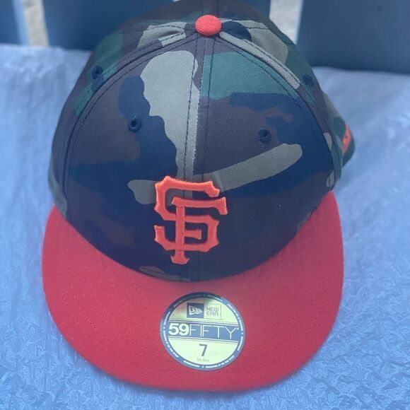 San Francisco Giants Cap SnapBack Hat New Era 59Fifty Orange Brim & Camo Color - Picture 4 of 8